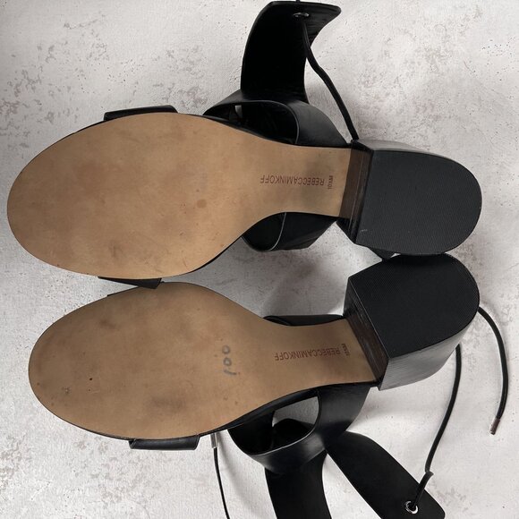 REBECCA MINKOFF Christy Block Heel Vachetta Leather Sandal Black Sz 10.5M - Picture 7 of 11